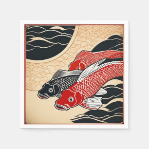 Vintage Japanese Koi Fish Napkins