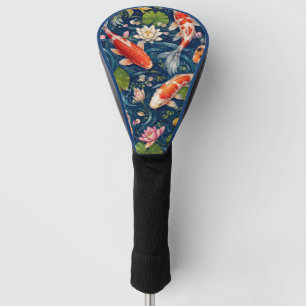 Vintage Japanese Koi Fish Pattern Painting Golf Head Cover