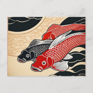 Vintage Japanese Koi Fish Postcard