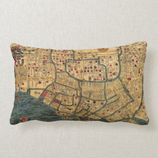 Vintage Japanese labelled map of Tokyo Lumbar Pillow