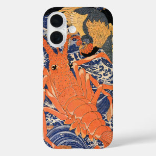 Vintage Japanese Lobster and Bird Ukiyo-e iPhone 16 Case