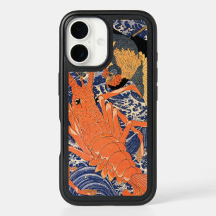 Vintage Japanese Lobster and Bird Ukiyo-e iPhone 16 Case