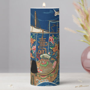 Vintage Japanese Lucky Treasure Ship G.A. Audsley Pillar Candle