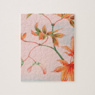 Vintage Japanese Maple Leaves Jigsaw Puzzle