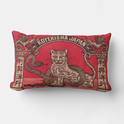 Vintage Japanese matchbox cover Lumbar Pillow