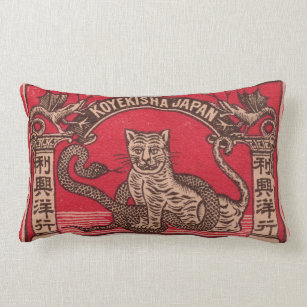 Vintage Japanese matchbox cover Lumbar Pillow