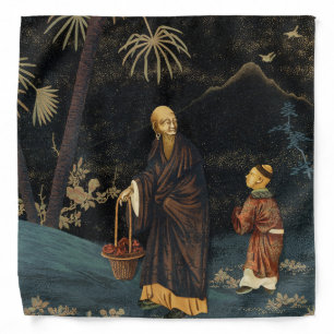 Vintage Japanese Monk and Child G.A. Audsley Bandana