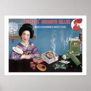 Vintage Japanese Mosquito Killer Insecticide Adver Poster