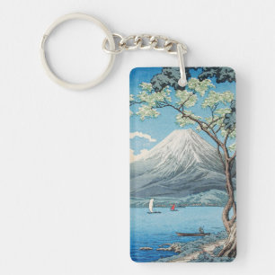 Vintage Japanese Mount Fuji and Lake Yamanaka Art Keychain