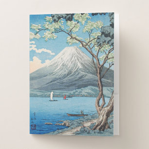 Vintage Japanese Mount Fuji and Lake Yamanaka Art Pocket Folder