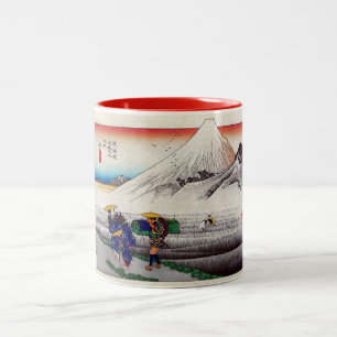Vintage Japanese Mount Fuji Woodblock Print Two-Tone Coffee Mug