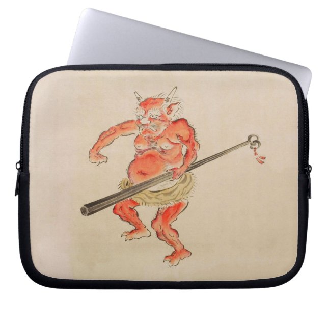 Vintage Japanese Oni Yokai Laptop Sleeve (Front)