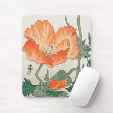 Vintage Japanese Orange Poppy Flower, Ohara Koson 