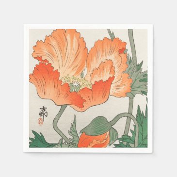 Vintage Japanese Orange Poppy Flower, Ohara Koson 