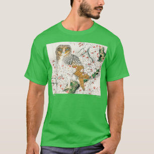 Vintage Japanese Owl and Cherry Flower Sakura Aest T-Shirt