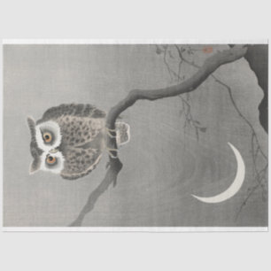 Vintage Japanese Owl Bird Moon  Tissue Paper