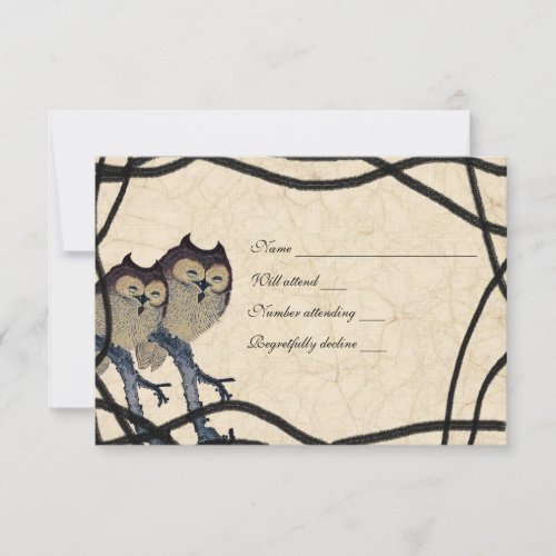 Vintage Japanese Owl rsvp with envelopes