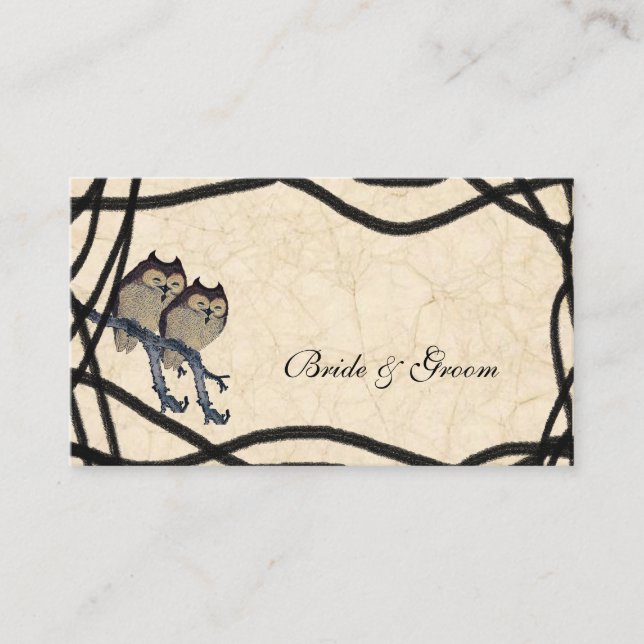 Vintage Japanese Owls Place Cards (Front)