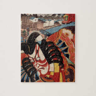 Vintage Japanese Painting - Kabuki Actor Jigsaw Puzzle