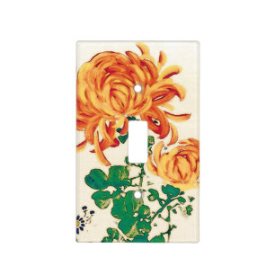 Vintage Japanese Painting of Chrysanthemums Light Switch Cover