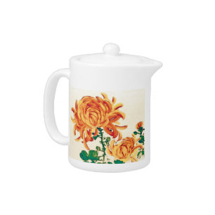Vintage Japanese Painting of Chrysanthemums Teapot