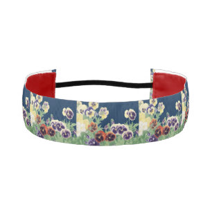 Vintage Japanese Pansy Flower Ukiyo-e Botanical Athletic Headband