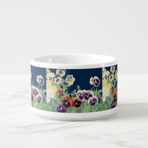 Vintage Japanese Pansy Flower Ukiyo-e Botanical Bowl