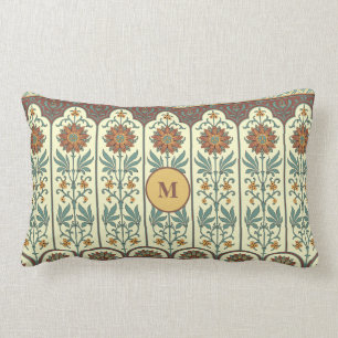 Vintage Japanese Passion Flower Frieze Lumbar Pillow