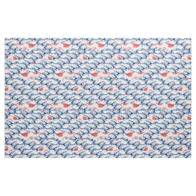 Vintage Japanese pattern - Koi fish Fabric (Yard)