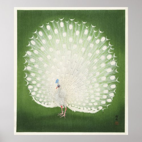 Vintage Japanese Peacock by Ohara Koson Poster