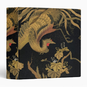 Vintage Japanese Phoenix Gold Black Bird 3 Ring Binder
