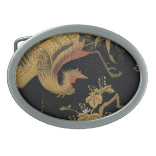 Vintage Japanese Phoenix Gold Black Bird Belt Buckle