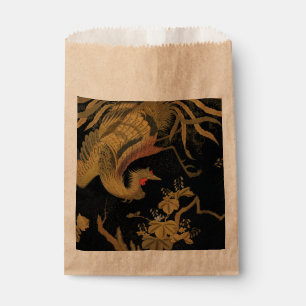 Vintage Japanese Phoenix Gold Black Bird Favor Bag