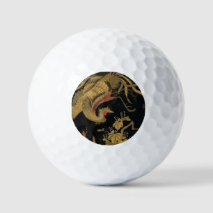 Vintage Japanese Phoenix Gold Black Bird Golf Balls