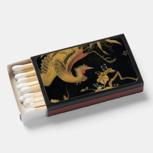 Vintage Japanese Phoenix Gold Black Bird Matchboxes
