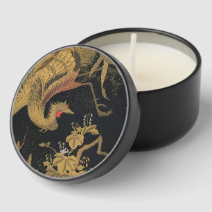 Vintage Japanese Phoenix Gold Black Bird Mini Candle Favors