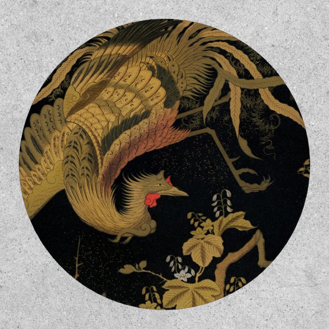Vintage Japanese Phoenix Gold Black Bird Patch (Front)