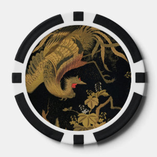 Vintage Japanese Phoenix Gold Black Bird Poker Chips