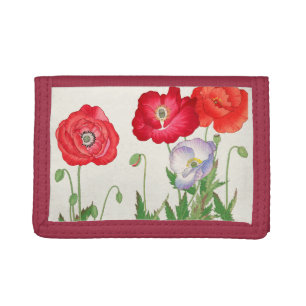 Vintage Japanese Poppy Botanical Art 1917 Tri-fold Wallet