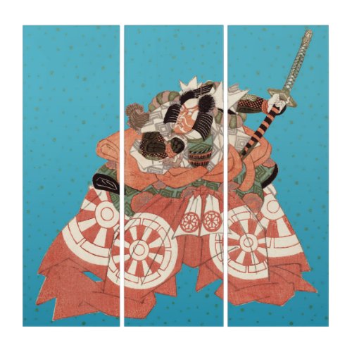 Vintage Japanese Portrait _ Warrior with Sword Triptych