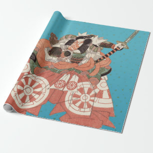 Vintage Japanese Portrait - Warrior with Sword Wrapping Paper