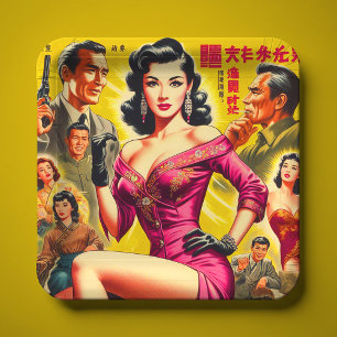Vintage Japanese Pulp Woman Paper Plates