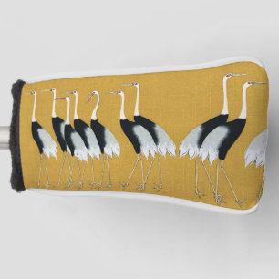 Vintage Japanese Red Crowned Crane Gold Art Golf Head Cover
