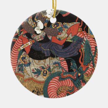 Vintage Japanese Red Dragon Ceramic Ornament by clonecire at Zazzle