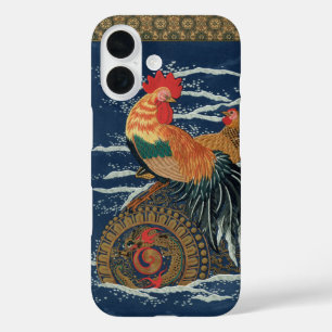 Vintage Japanese Rooster Hen Dragon Art iPhone 16 Case