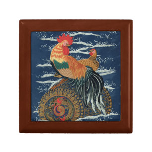 Vintage Japanese Rooster Hen Dragon Art Gift Box
