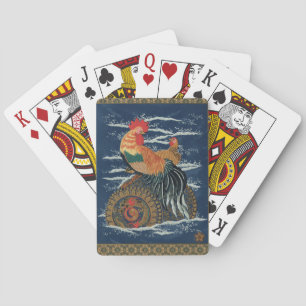 Vintage Japanese Rooster Hen Dragon Art Poker Cards