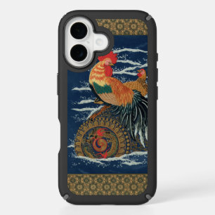 Vintage Japanese Rooster Hen Dragon Art iPhone 16 Case