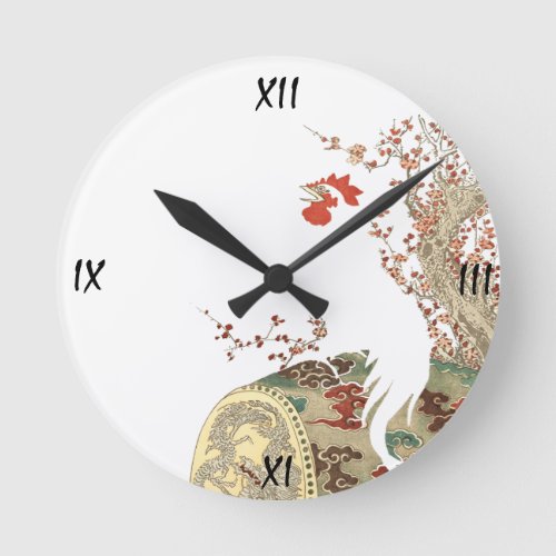 Vintage Japanese Rooster Round Clock