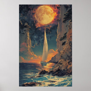 Vintage Japanese Sailing Boat Poster